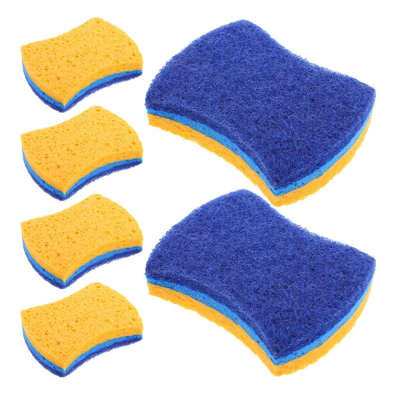 6Pcs 3 Layer Wood Pulp Sponges Absorbent Kitchen Cleaning Dish Wok Scrubber - Image 2