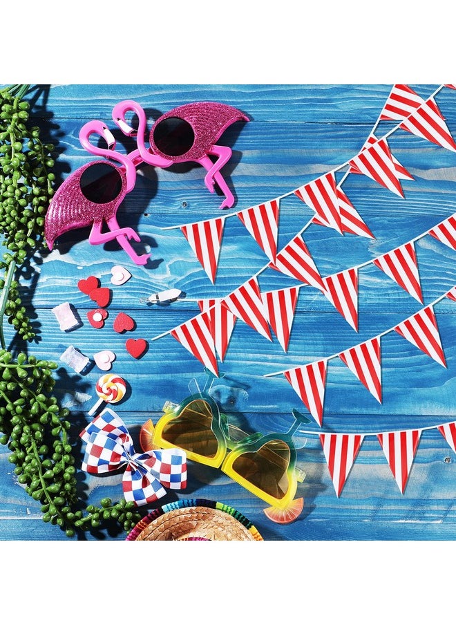 Tatuo - 5 Sets 160 Ft 100 Pieces Carnival Circus Bunting Banner Red And White Striped Pennant Banner Triangle Bunting Flag For Carnival Circus Birthday Party Decorations Supplies (5 Pieces) - Image 1