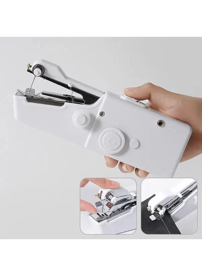 آلة الخياطة المحمولة البيضاء اليدوية تعمل بالبطارية - أداة خياطة سريعة لإصلاح الأقمشة - Image 1