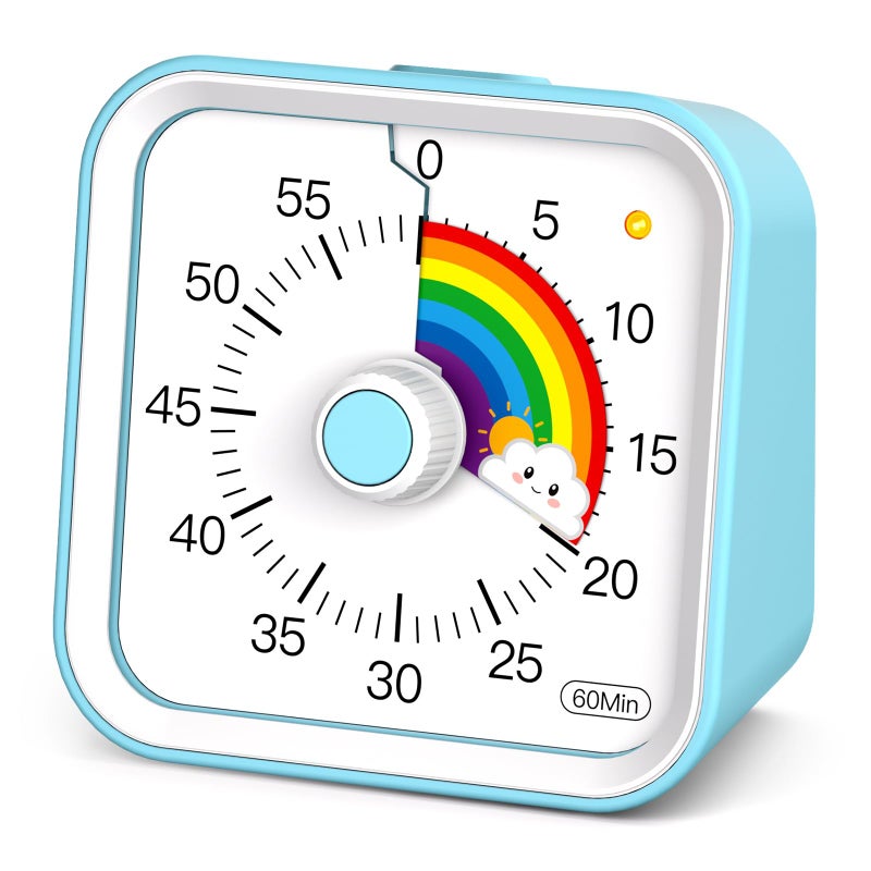 Infpokid Visual Timer For Kids With Pause Function  Cute Silent Timer With Rainbow For Classroom  Teaching  Task  Kitchen  60 Minute Countdown Time Management For Adhd (Rainbow Blue) - Image 1