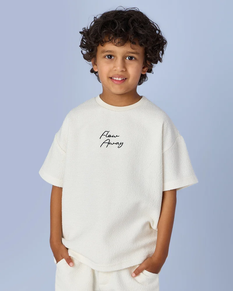 REDTAG Boys White Printed T-Shirt