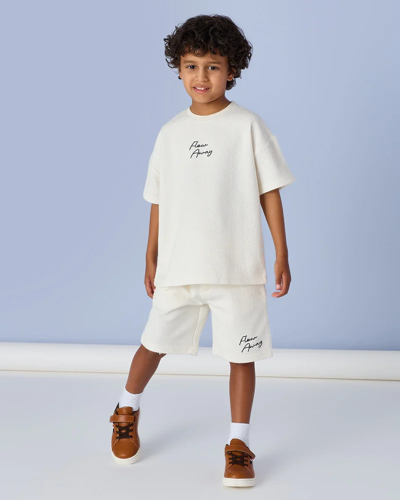 REDTAG Boys White Printed T-Shirt