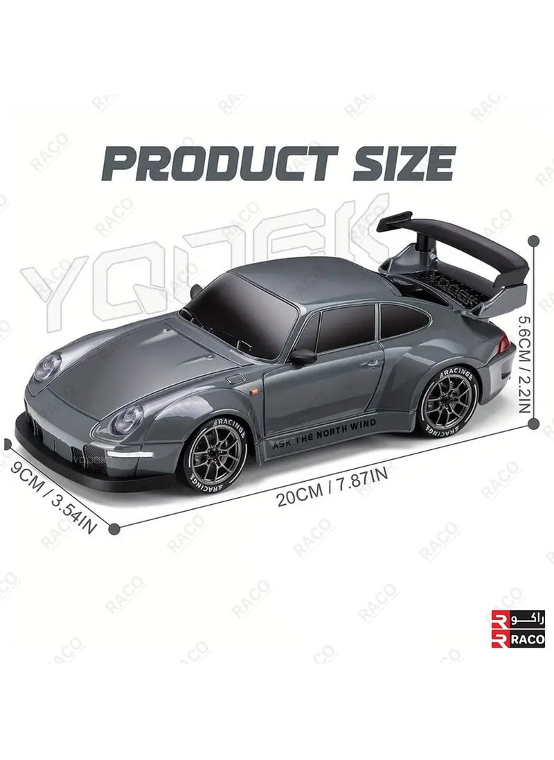 RACO - RACO 1:24 Scale RC Drift Car with Flashing Lights, 2.4GHz 4WD High-Speed Racing Vehicle, Dual Tires Set for Speed & Drift, USB Charging Remote Control Toy for Boys & Girls, Includes Cones & Tools - Image 1