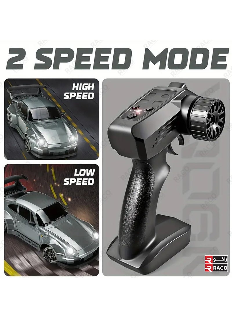 RACO - RACO 1:24 Scale RC Drift Car with Flashing Lights, 2.4GHz 4WD High-Speed Racing Vehicle, Dual Tires Set for Speed & Drift, USB Charging Remote Control Toy for Boys & Girls, Includes Cones & Tools - Image 1