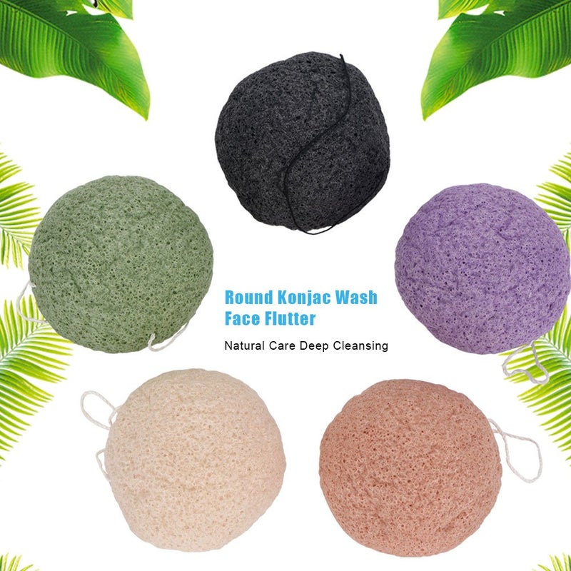 TARSHYRY Konjac Sponge Set, 5 Colors Round Konjac Wash Puff Konjac Bath Sponges Facial Care Cleansing Konjac Sponge For Bath Sponges Gently Facial Puff - Image 2