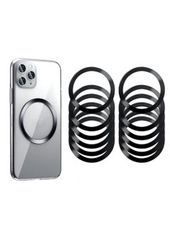 Universal Metal Rings for MagSafe Wireless Charger - 16 Piece Magnetic Wireless Car Charger Kit - Black