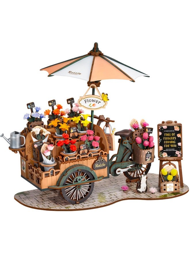 Rolife Rolife 3D Wooden Puzzles for Adults, Model Building Kit Flower Cart to Build, Fun Construction Projects Brain Teaser, Arts Crafts Collectible Handcraft Desk Decor Chirstmas Gifts for Family Teens - Image 1