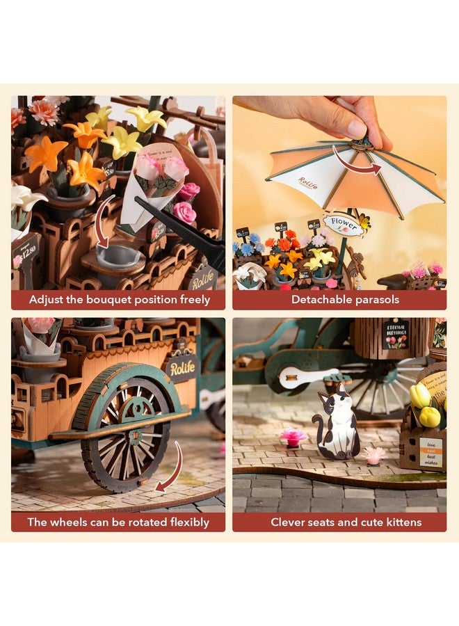 Rolife Rolife 3D Wooden Puzzles for Adults, Model Building Kit Flower Cart to Build, Fun Construction Projects Brain Teaser, Arts Crafts Collectible Handcraft Desk Decor Chirstmas Gifts for Family Teens - Image 3
