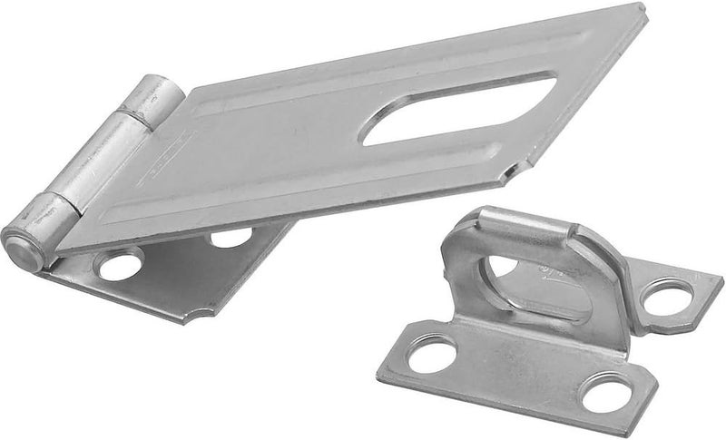 ناشيونال هاردوير N102-384 مزلاج أمان (هاسب) 4.5 بوصة، فولاذ مدلفن على الساخن مطلي بالزنك بتصميم مضلّع، مسمار ثابت غير دوّار، براغي مخفية عند الإغلاق، قابل للقفل، للأبواب والخزائن والصناديق