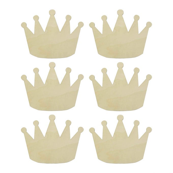 6PCS CROWN SHAPED WOOD DIY CRAFT CUTOUTS UNFINISHED WOODEN BLANK WOOD ORNAMENTS FOR WEDDING BIRTHDAY CHRISTMAS PARTY DECORATION 79X59 IN
