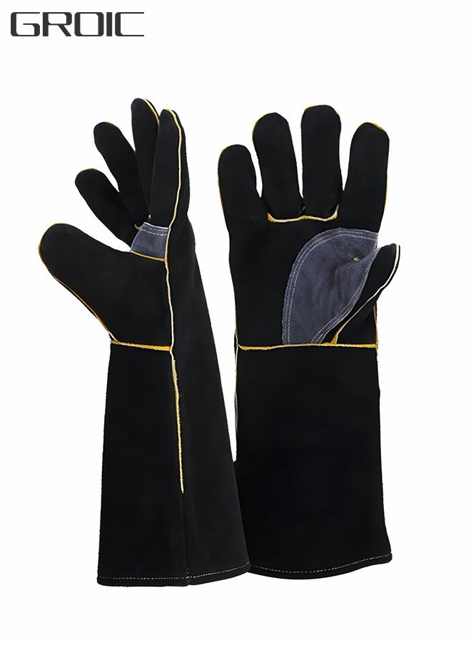 GROIC 16inch BBQ Gloves,Welding Gloves 350℃ Heat Resistant Oven Mitts BBQ Grill Gloves for Cooking Welder Ironworker,Camping Supplies  - Image 1