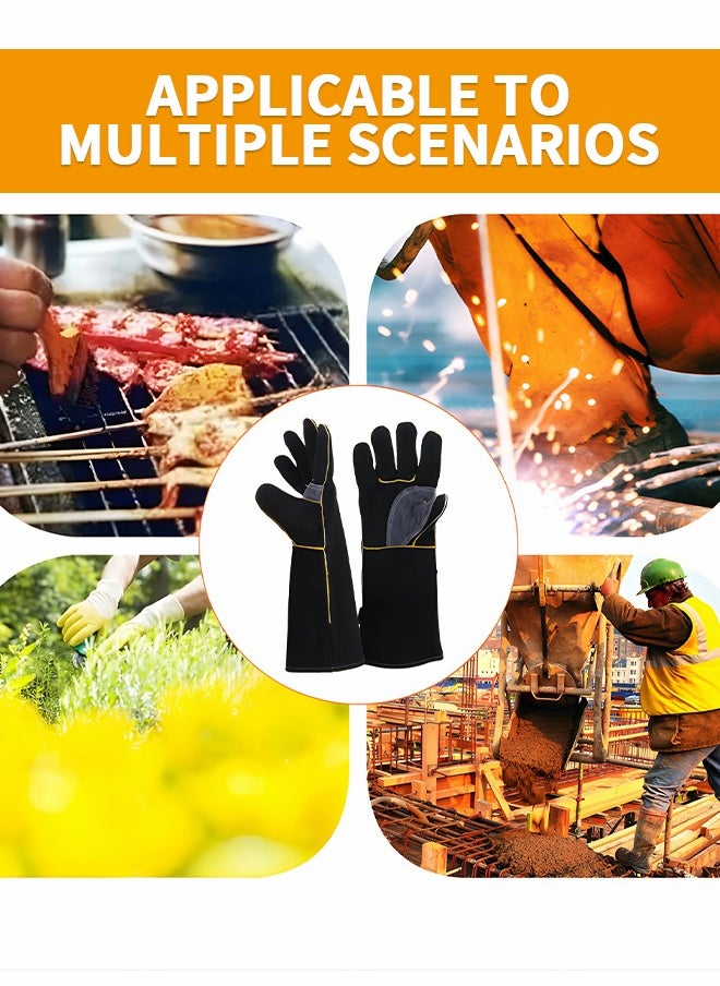 GROIC 16inch BBQ Gloves,Welding Gloves 350℃ Heat Resistant Oven Mitts BBQ Grill Gloves for Cooking Welder Ironworker,Camping Supplies  - Image 4