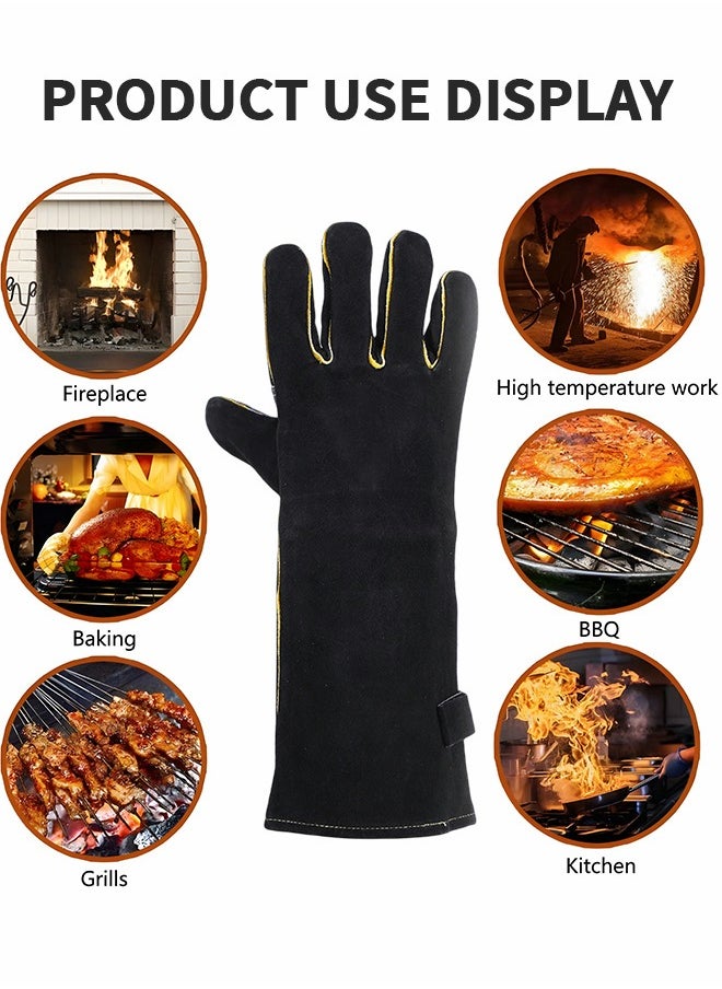 GROIC 16inch BBQ Gloves,Welding Gloves 350℃ Heat Resistant Oven Mitts BBQ Grill Gloves for Cooking Welder Ironworker,Camping Supplies  - Image 3