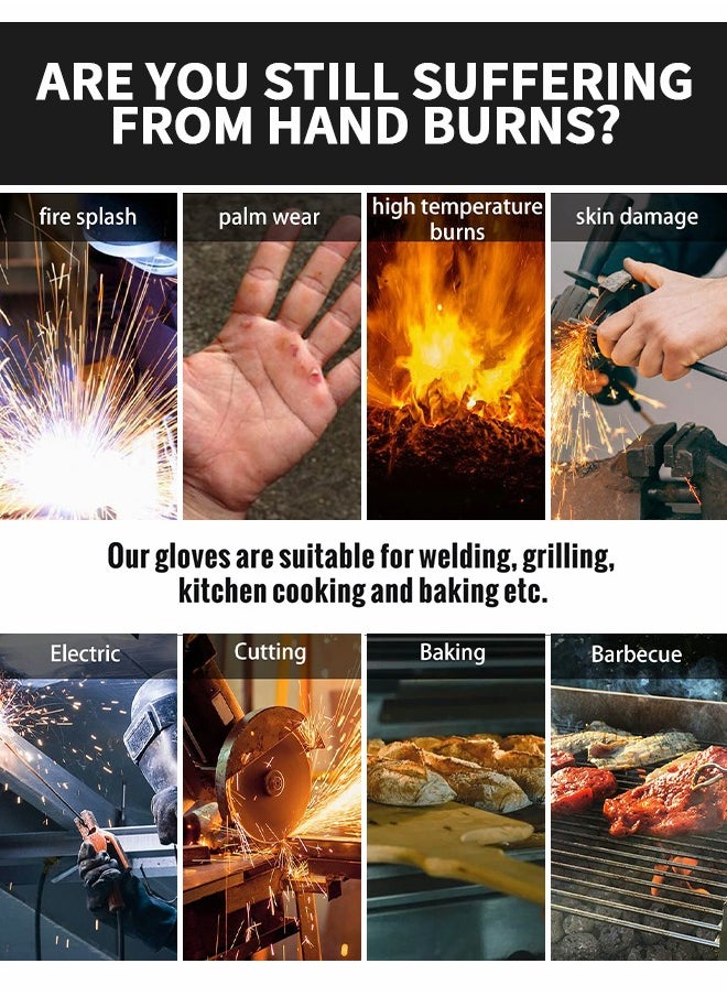 GROIC 16inch BBQ Gloves,Welding Gloves 350℃ Heat Resistant Oven Mitts BBQ Grill Gloves for Cooking Welder Ironworker,Camping Supplies  - Image 5