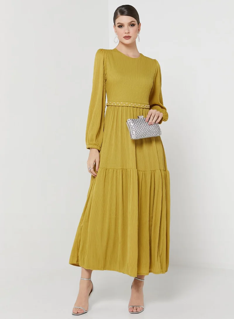 Khizana Ruffled Puff Sleeve Dress