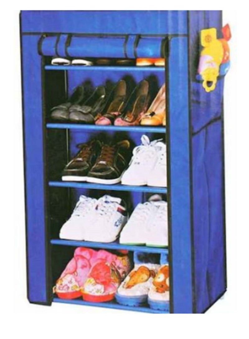 Fabric Shoe Rack, 5 Layers Blue