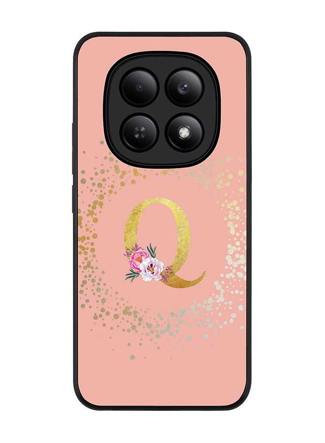 For Xiaomi Redmi Note 15 4G Case,Slim fit Camera Protection, Shockproof Thin Phone cover  - Custom Monogram Floral - Q  (Rose Pink )