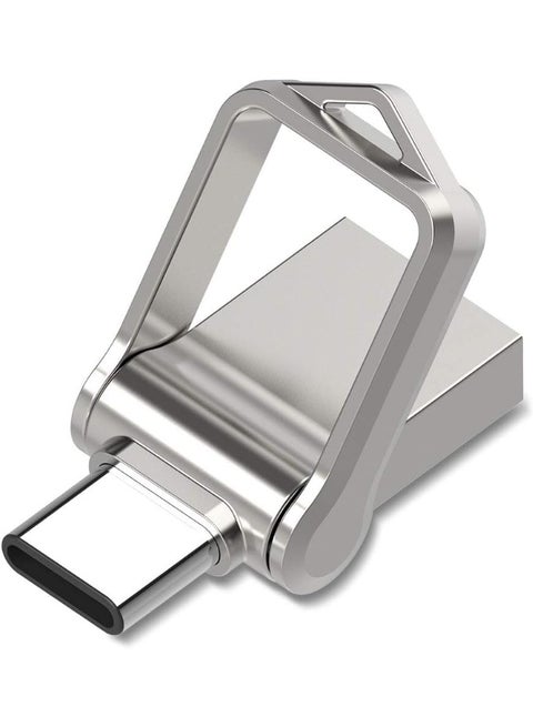 محرك أقراص فلاش USB 2TB ، نوع C + محرك أقراص USB 3.0 مزدوج الواجهة ، متوافق مع الهواتف الذكية / أجهزة الكمبيوتر المحمولة Apple / الأجهزة اللوحية ، يستخدم لتخزين الصور / الفيديو / الوثائق (الفضة)