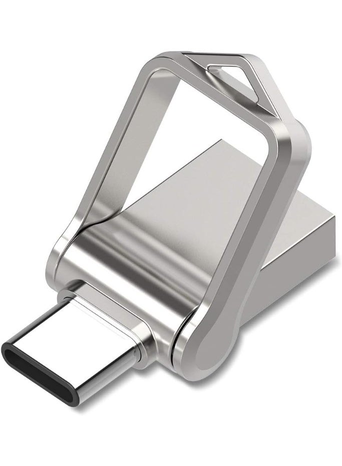 Yakiter 2TB USB Flash Drive, Type C + USB 3.0 dual-interface drive, Compatible with Smartphones/Apple laptops/Tablets, used for Storing photos/Videos/Documents (Silver) - Image 1