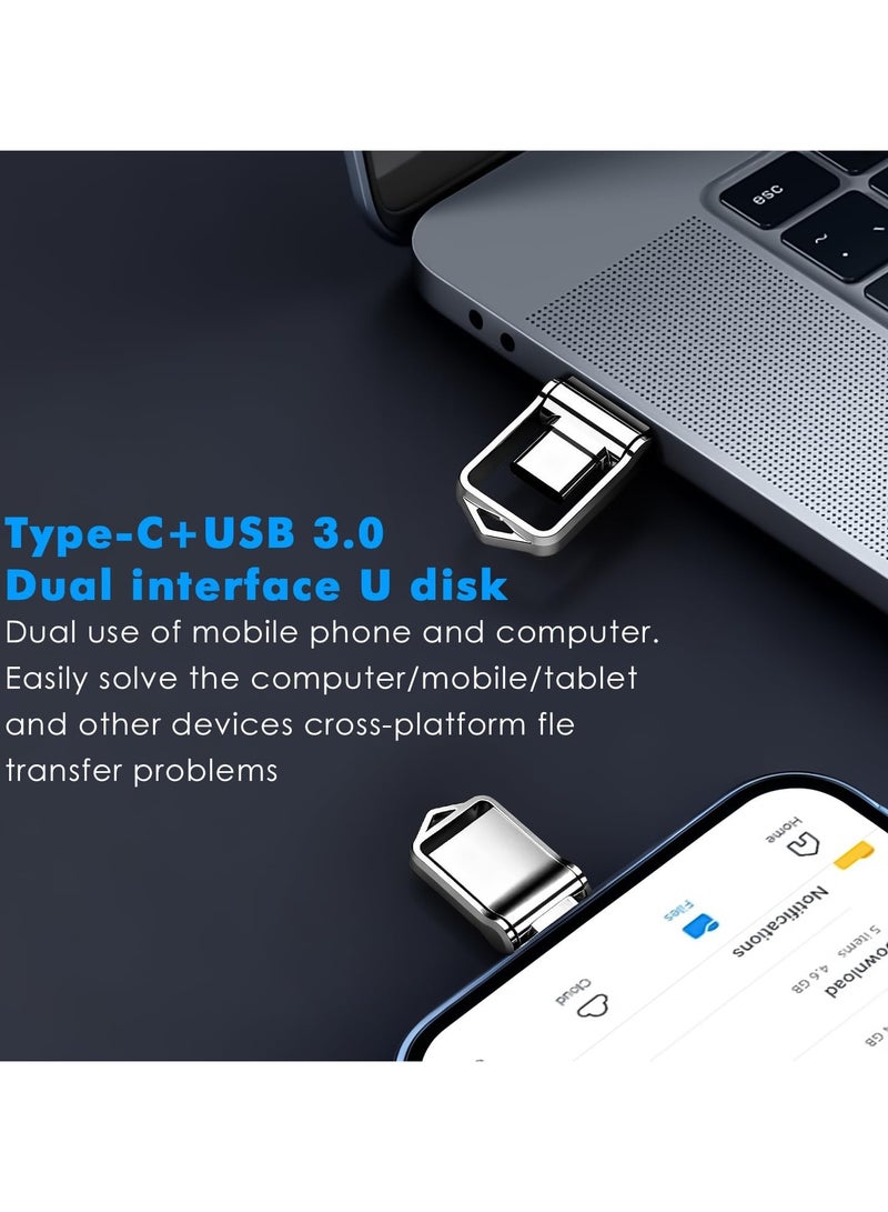 Yakiter 2TB USB Flash Drive, Type C + USB 3.0 dual-interface drive, Compatible with Smartphones/Apple laptops/Tablets, used for Storing photos/Videos/Documents (Silver) - Image 5