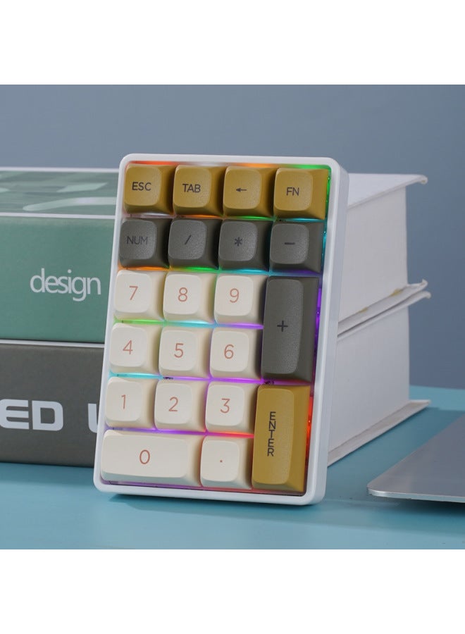 Triple Model Bluetooth Wireless Mechanical Digital Keyboard 21 Keys Laptop External Account Digital Zone Small Keyboard-Color:Shimmer-green Axis (three-mode Connection Rechargeable)  - Image 1