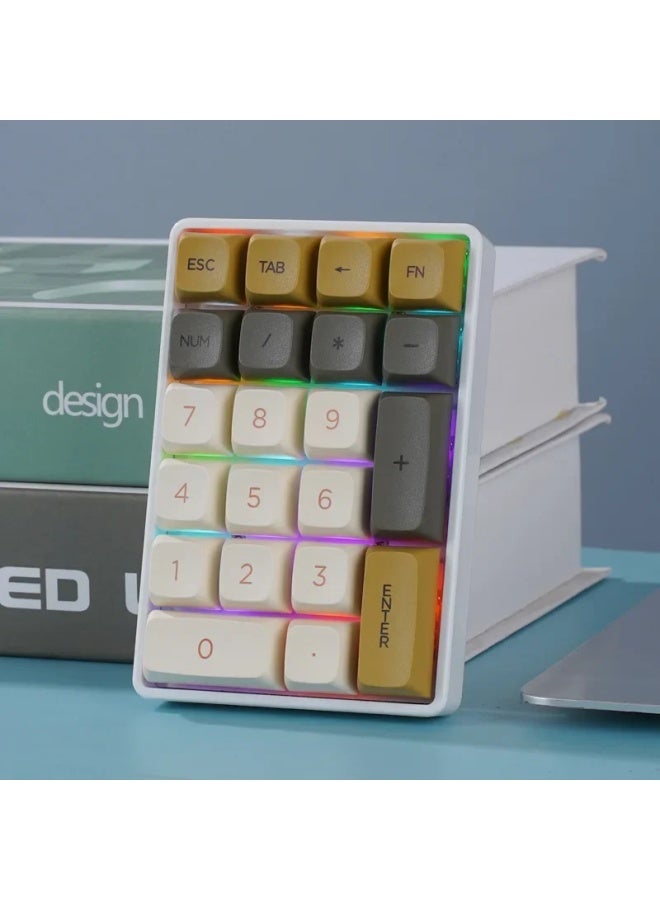 Triple Model Bluetooth Wireless Mechanical Digital Keyboard 21 Keys Laptop External Account Digital Zone Small Keyboard-Color:Shimmer-green Axis (three-mode Connection Rechargeable)  - Image 2