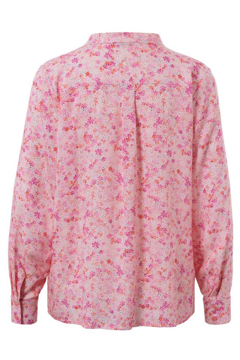 Tchibo Women Band Collar Long Sleeves Allover Print Top, Pink - Image 2