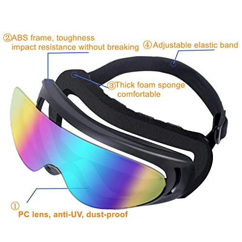 LJDJ Motorcycle Goggles,2 Pack Dirt Bike ATV Motocross Riding Hiking Protective with 2 Pack Neck Breathable Bandana Mask (Black+Mask) - Image 4