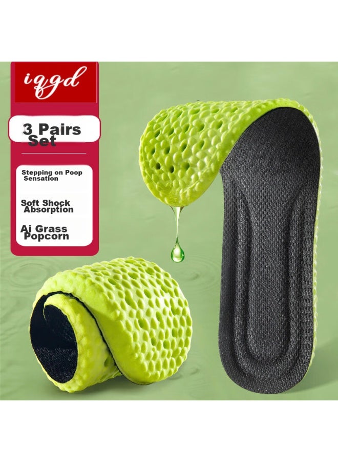 IQGD Iqgd3 Double Pack Sports Oles For Men, Shock-absorbing, Soft And Elastic, Odor-resistant, For Women's Running And Military Training 6019, 3 Pairs, Mugwort, Size 43-44  - Image 1