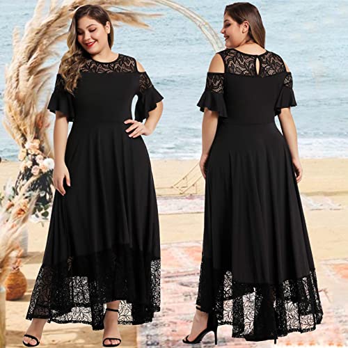 LALAGEN فستان ماكسي سهرة بلا أكمام من لالاجين للنساء بحجم زائد أسود 2X - Image 2