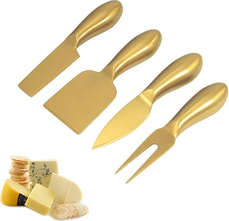 Chavin Stainless Steel 4 Piece Gold Cheese Knife Set Cheese Slicer CIN620SR