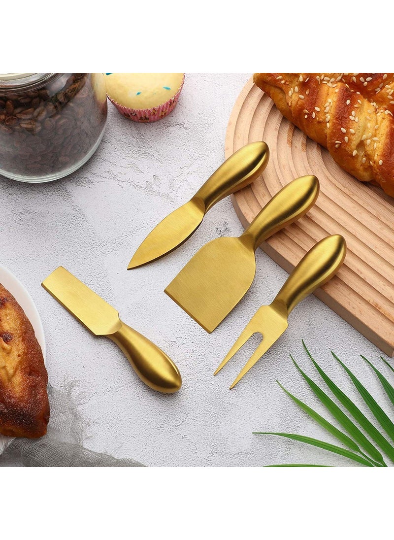 Chavin Stainless Steel 4 Piece Gold Cheese Knife Set Cheese Slicer CIN620SR  - Image 2
