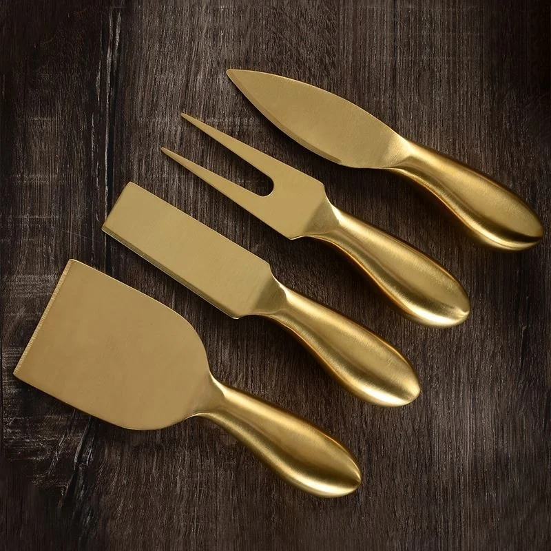 Chavin Stainless Steel 4 Piece Gold Cheese Knife Set Cheese Slicer CIN620SR