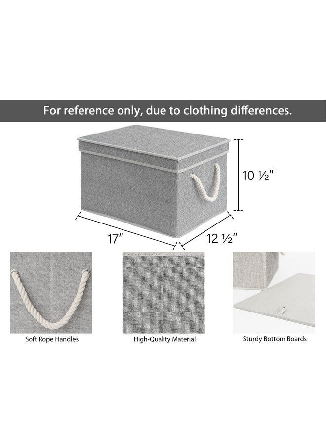 StorageWorks 32L Storage Bins with Lids, Decorative Boxes with Soft Rope Handles, Gray, Jumbo, 3-Pack - Image 2