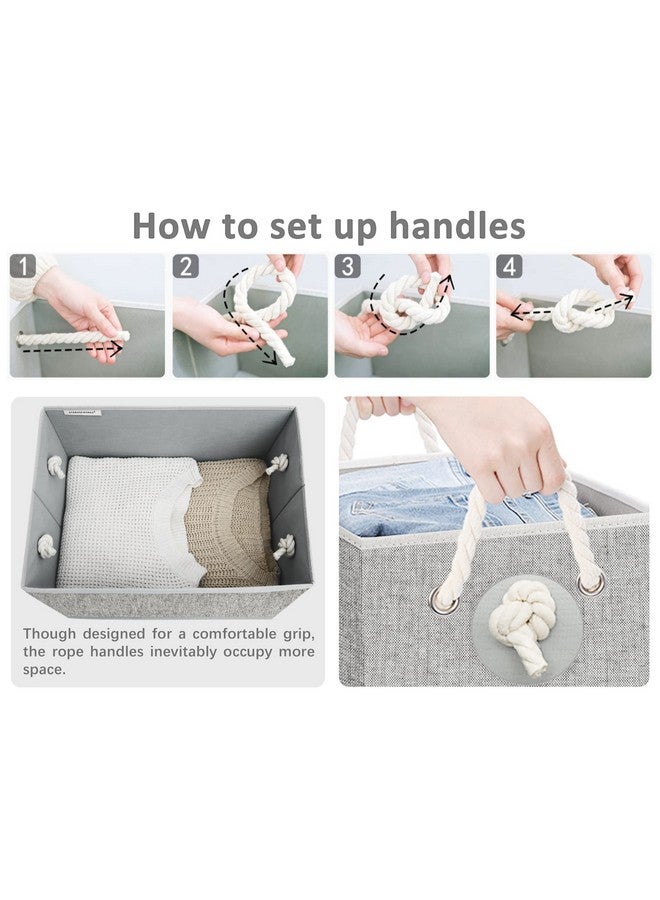 StorageWorks 32L Storage Bins with Lids, Decorative Boxes with Soft Rope Handles, Gray, Jumbo, 3-Pack - Image 3