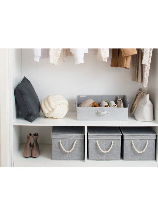 StorageWorks 32L Storage Bins with Lids, Decorative Boxes with Soft Rope Handles, Gray, Jumbo, 3-Pack - Image 4