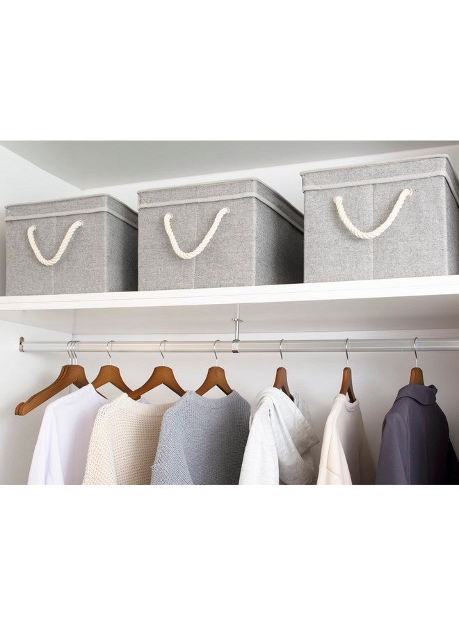 StorageWorks 32L Storage Bins with Lids, Decorative Boxes with Soft Rope Handles, Gray, Jumbo, 3-Pack - Image 5