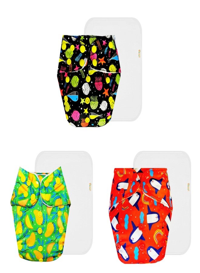 Dumbledo Premium Cloth Diaper with Cotton Insert (Pack of 3) | Snug Fit | Breathable | Adjustable Snaps | Everyday Diapering Essential | 3 Months - 3 Years | Unisex Baby - Image 1