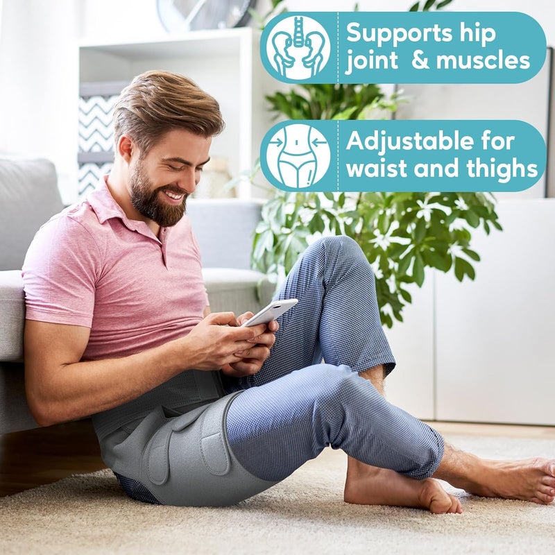 Unisex Hip Support, Sciatica Relief Cover, Adjustable Thigh Hamstring Groin Compression Band, Grey, Right Leg - Image 5