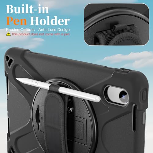 ProElite Cover for Motorola Pad 60 Neo 11 inch 2025 Cover Case, Rugged 3 Layer Armor case Cover for Motorola Pad 60 Neo 11 inch with Hand Grip & Rotating Kickstand with Shoulder Strap, Black - Image 4