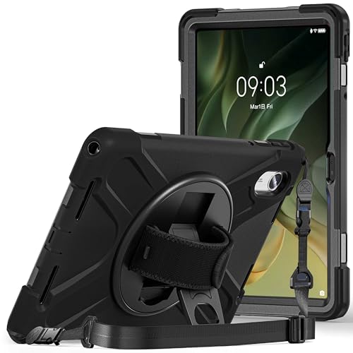 ProElite Cover for Motorola Pad 60 Neo 11 inch 2025 Cover Case, Rugged 3 Layer Armor case Cover for Motorola Pad 60 Neo 11 inch with Hand Grip & Rotating Kickstand with Shoulder Strap, Black - Image 1