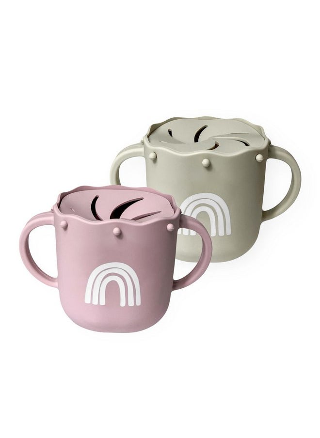 hippypotamus Hippypotamus Snack Cups for Toddlers - Spill Proof - 100% Food-Grade Silicone Snack Containers for Baby - Set of 2 (Blush/Nude)  - Image 1