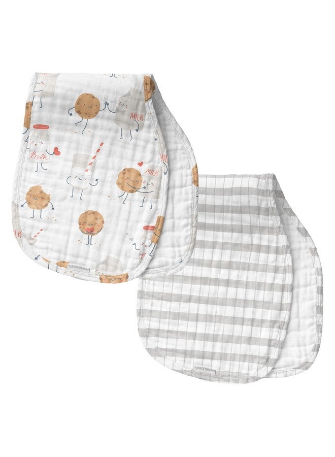 Stephen Joseph, Muslin Baby Burp Cloths, 2-Pack 100% Cotton, Burp Cloth for Baby Boys and Girls, Milk and Cookies