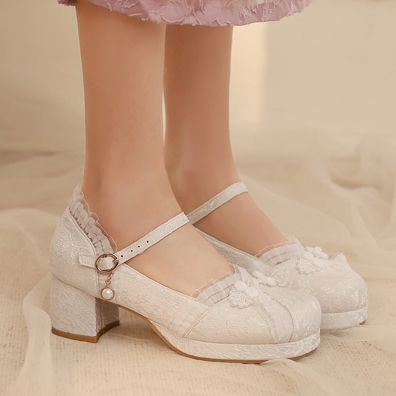 Supply 2025 Spring Mid-Heel New Chinese 33-48 Buckle With Jacquard National Wind Buckle Single Shoes - Image 2