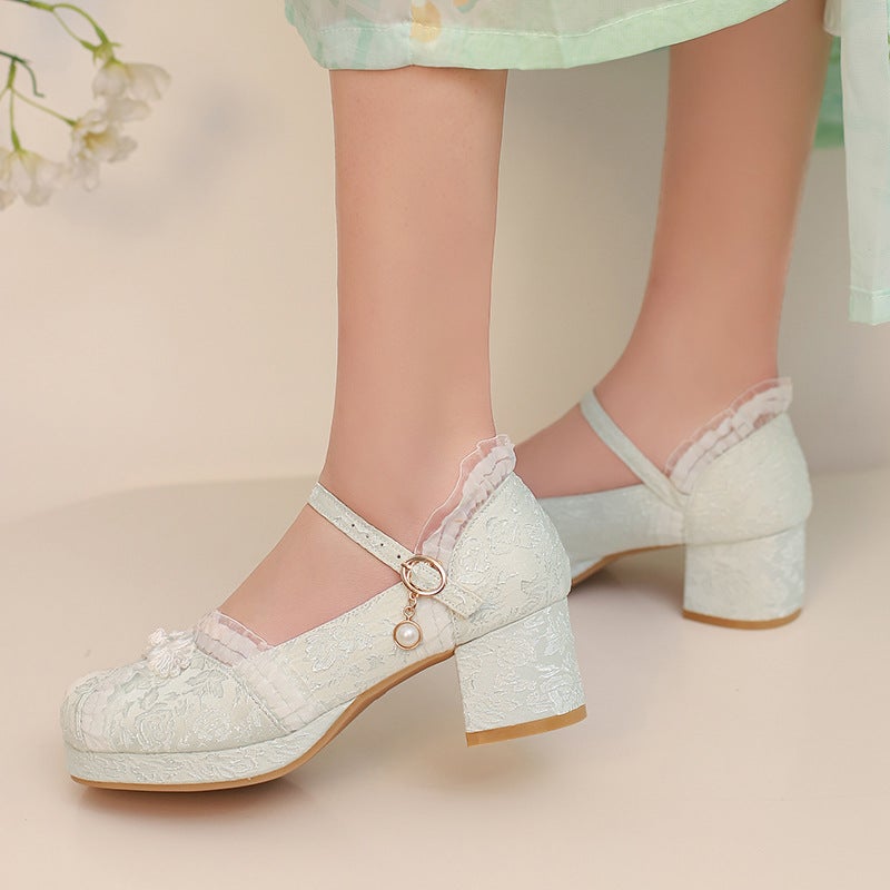 Supply 2025 Spring Mid-Heel New Chinese 33-48 Buckle With Jacquard National Wind Buckle Single Shoes - Image 5