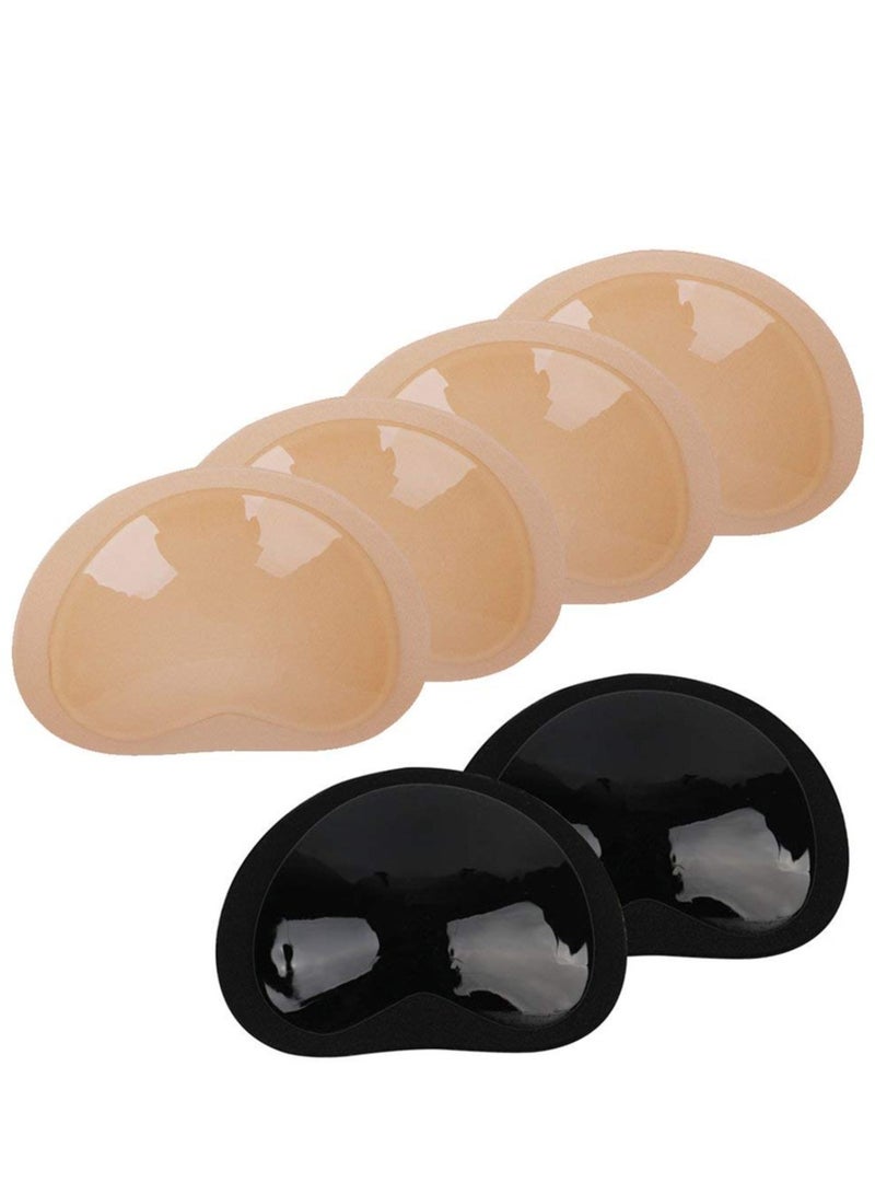 SOLARAE 6 Piece Bra Pads Push Up Pads, Self Adhesive Invisible Patch Underwear Pads, Increase Cup Size, Breathable, Reusable, Waterproof, Cleavage Enhancer Pads (Skin and Black) - Image 1