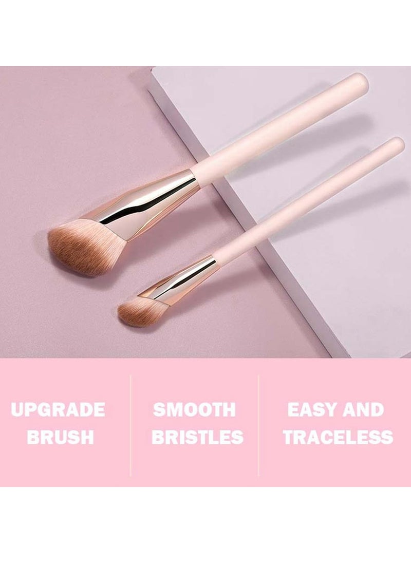 Oasisgalore - Beauty Brush Set, 101 Foundation Brush, A506 Concealer Brush, Angled Under Eye Concealer Brushes(2PC-Pink) - Image 1