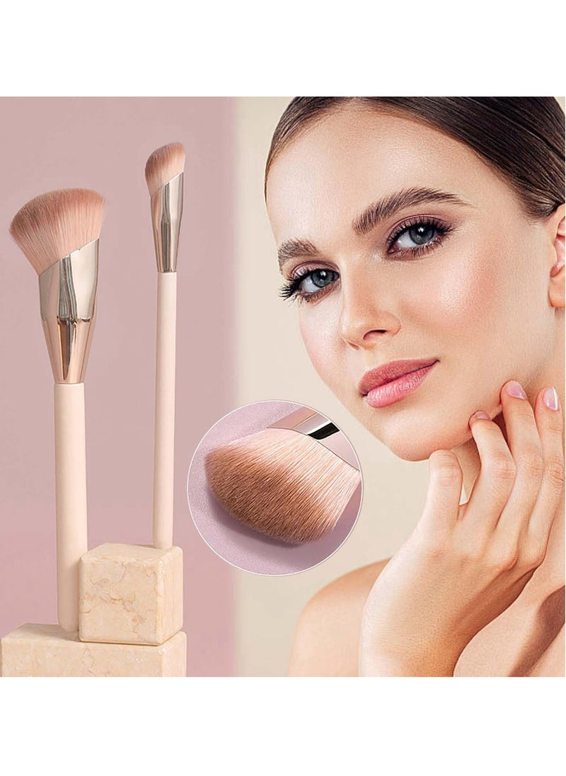 Oasisgalore - Beauty Brush Set, 101 Foundation Brush, A506 Concealer Brush, Angled Under Eye Concealer Brushes(2PC-Pink) - Image 1