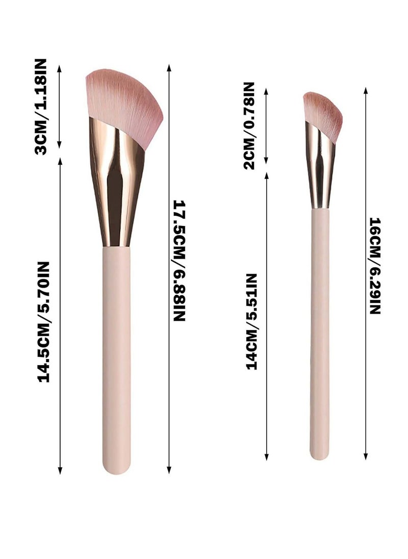 Oasisgalore - Beauty Brush Set, 101 Foundation Brush, A506 Concealer Brush, Angled Under Eye Concealer Brushes(2PC-Pink) - Image 1