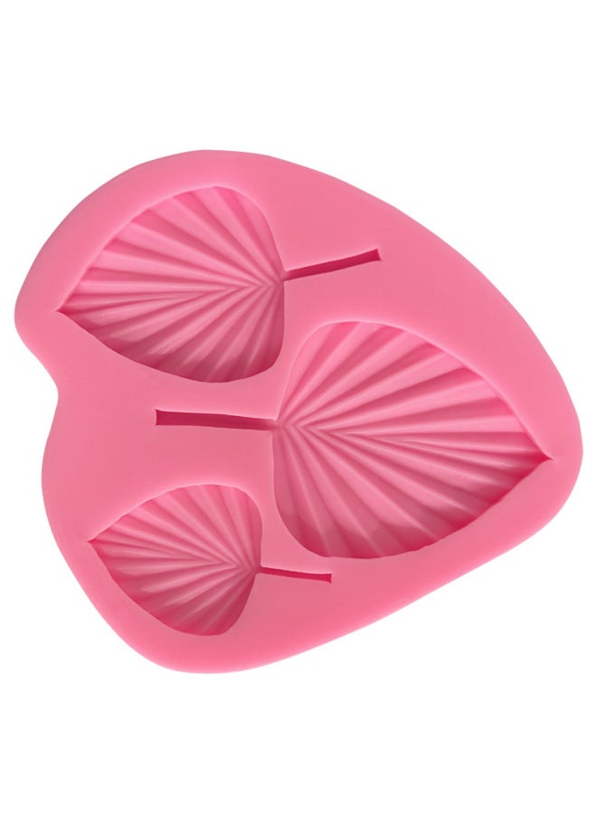 Loquat Size Fan-shaped Pleated Leaves Turtle Leaf Silicone Mold Fold Cake Chocolate Mold Baking Decorative Mold-Specifications:Pink - Image 3